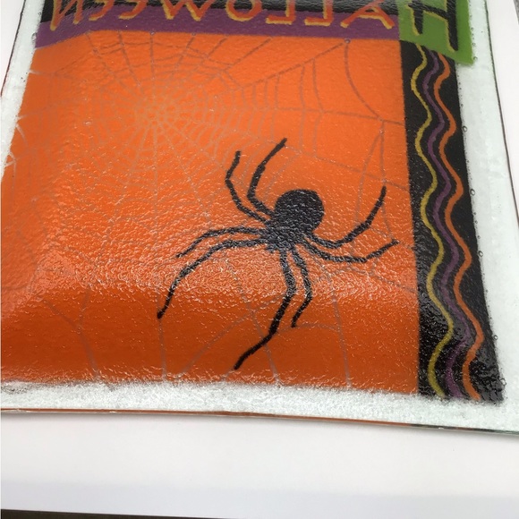 Peggy Karr Glass 10” Square In Halloween Design Serving Platter Handmade - Picture 2 of 7